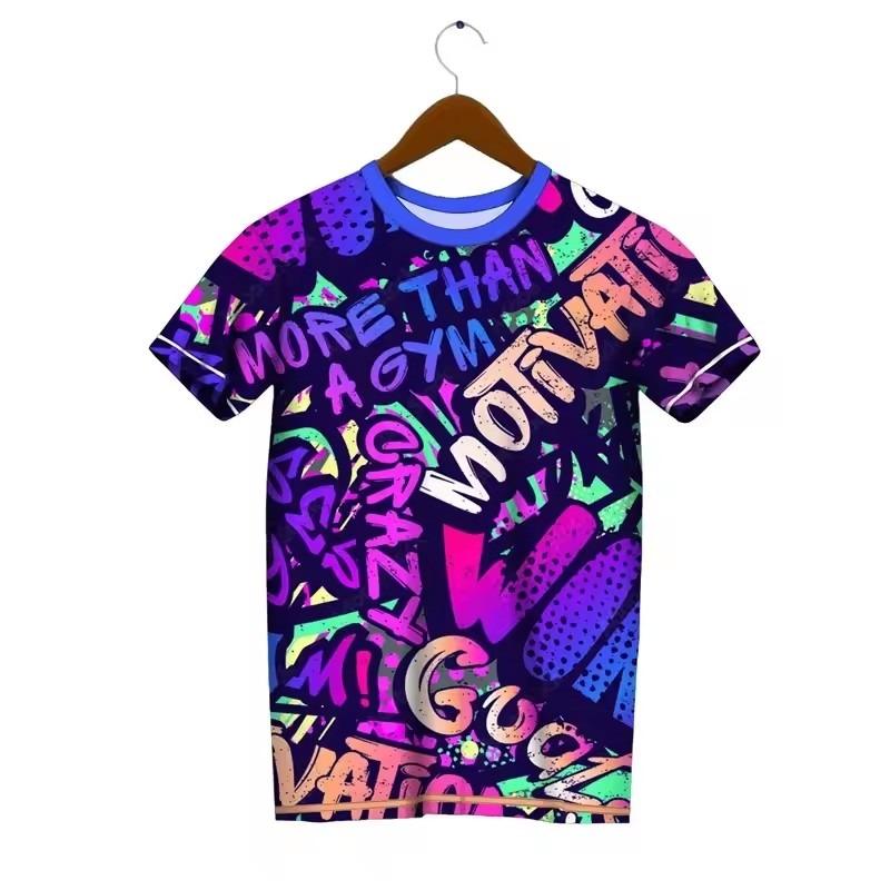 Trendy Graffiti Pattern T-shirt Men Fashion Summer Short Sleeved 3D Printed T-shirt Cool Streetwear Hip-hop T-shirt