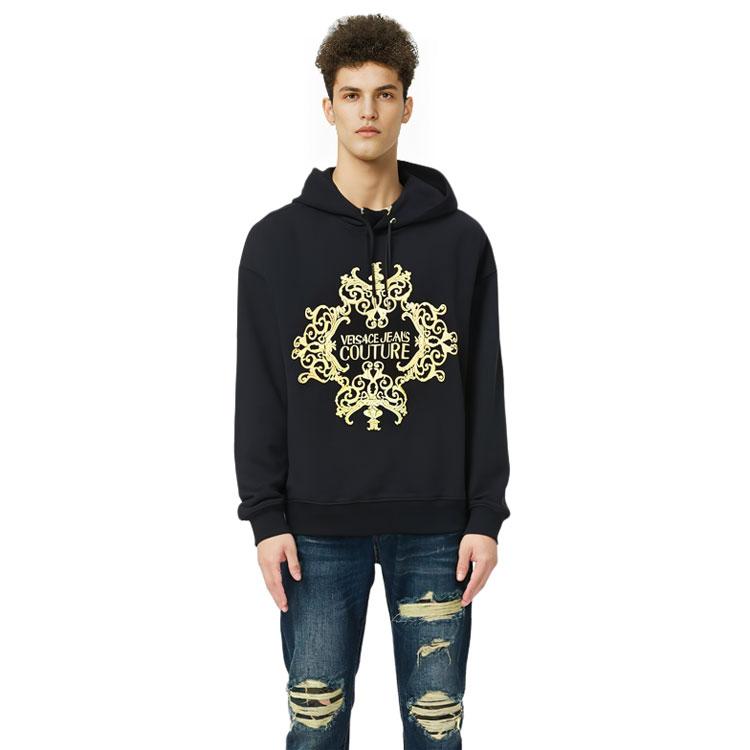 VERSACE JEANS COUTURE Sweatshirts Men's Black Hooded Moderate Regular EB7GUA-711E3-6604