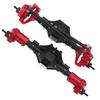 Front Rear Axle Assembly with Drive Shaft Upgrade Parts Fit for Axial SCX10 II 90046 90047(Black Red )