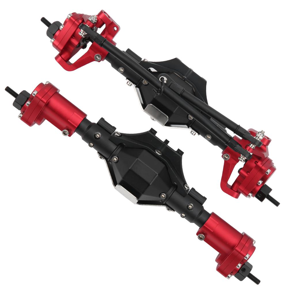 Front Rear Axle Assembly with Drive Shaft Upgrade Parts Fit for Axial SCX10 II 90046 90047(Black Red )