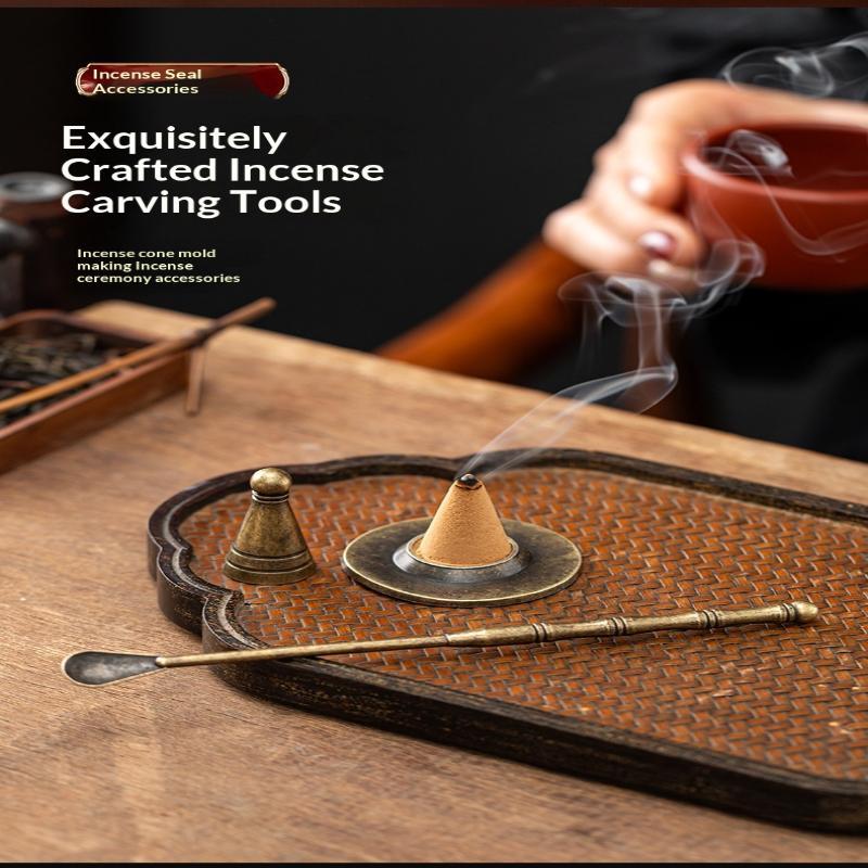 Alloy Incense Cone Making Kit DIY Handmade Craft Durable Set with Spoon for Home Meditation Yoga Lover Gift Choice