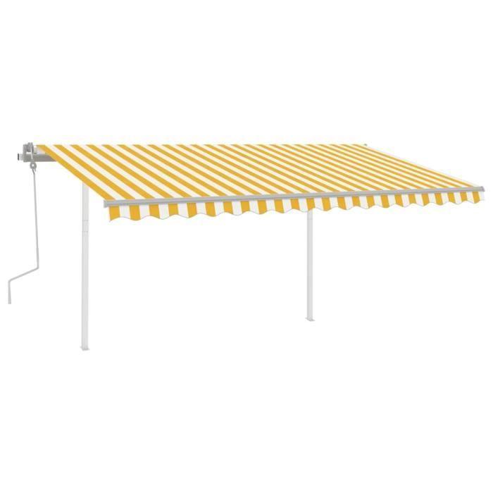 VidaXL Auvent manuel rétractable avec LED 4x3 m Jaune et blanc 3069943