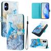 Ozeanfarbener Marmor Luxus Bemaltes Lederetui Brieftasche Buchstil Hülle für Sony Xperia 5 IV / 10 IV ,Xperia 1 V / 5 V / 10 V,Xperia 1 VI,5 VI,10 VI.