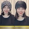 Floral Print Doublesided Fabric Hat With Wrap Strap For Autumn Winter Comfort