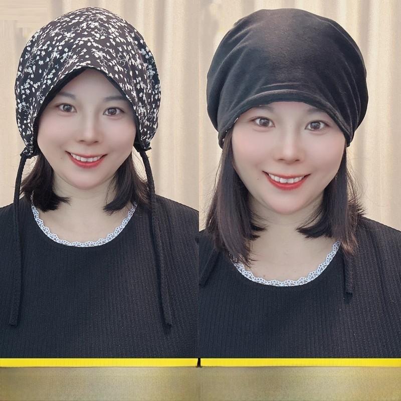 Floral Print Doublesided Fabric Hat With Wrap Strap For Autumn Winter Comfort