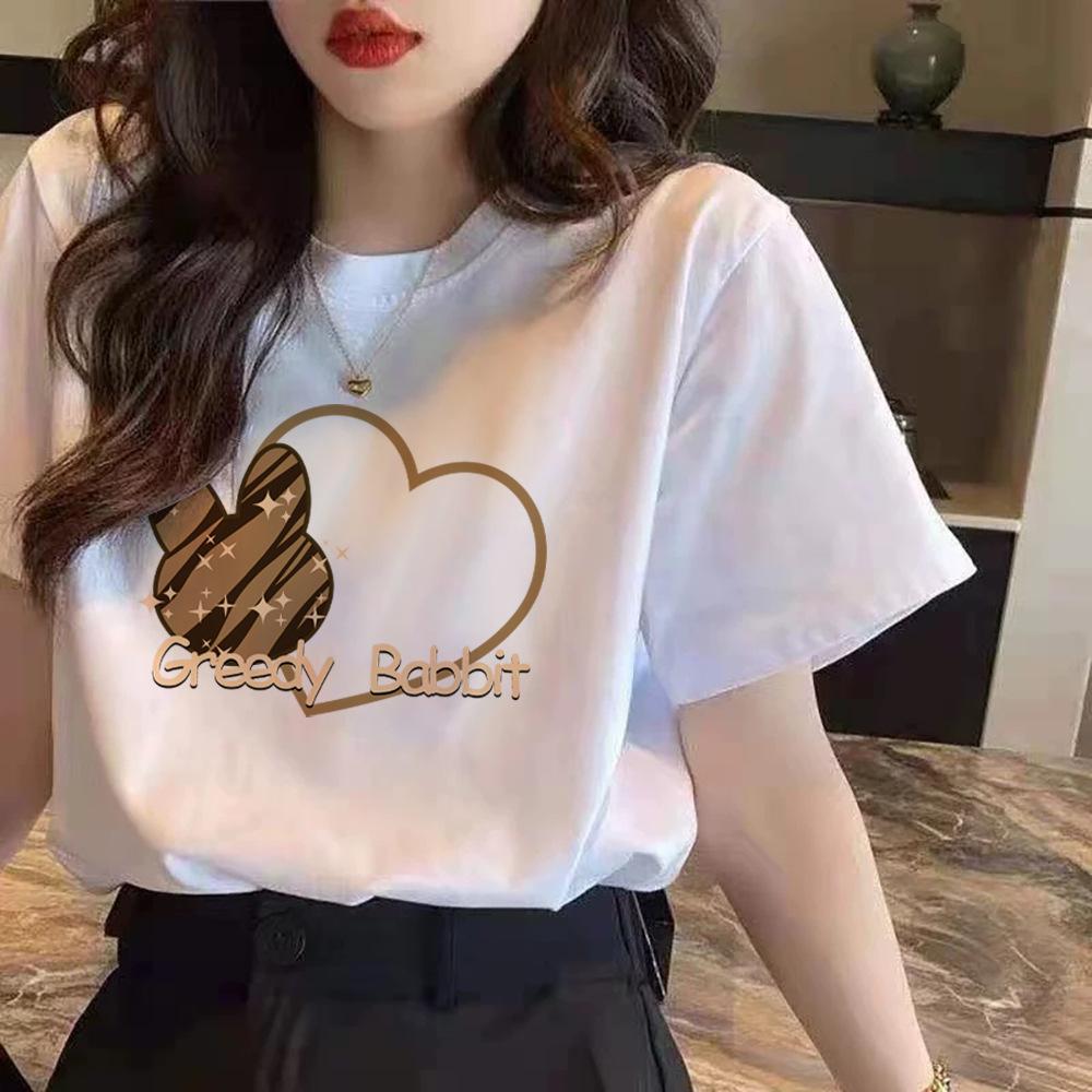 Новый стиль женской универсальной свободной повседневной белой базовой футболки на лето S