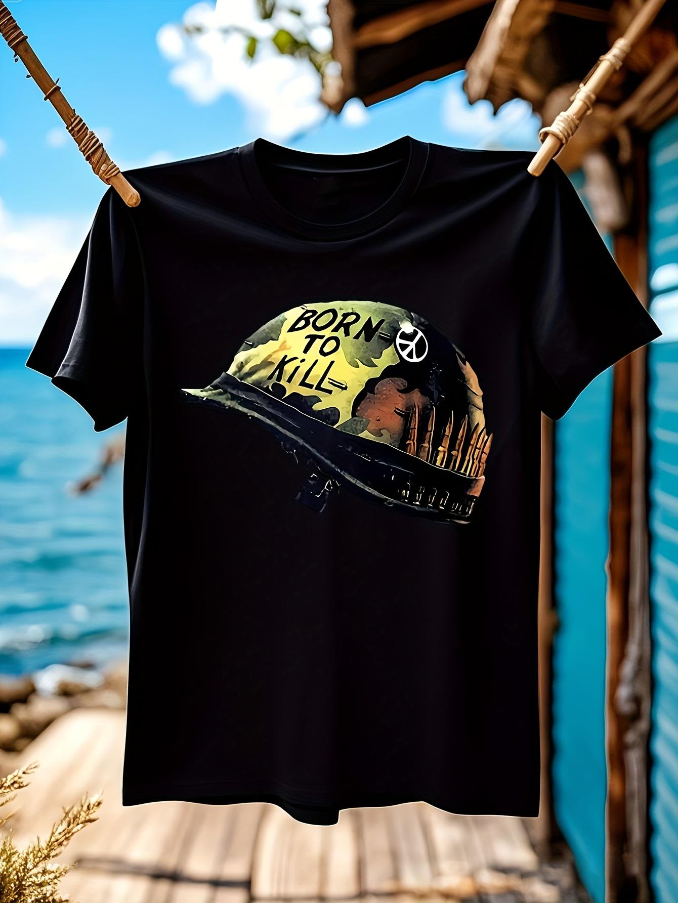 Full Metal Jacket 80s Retro T-shirt - Born to Kill Helmet Graphic Tee XL