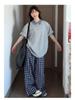 Luosi Plaid Wide-Leg Pants: Retro, Loose-Fit, Versatile Women's Style for 2025