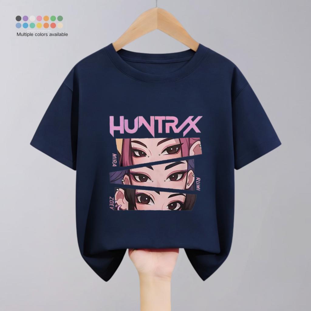 Hunter Girl Group Print Cartoon T-shirt For Girl's Clothing Summer New Fashion Children Short Sleeve Tops Crewneck T Shirts