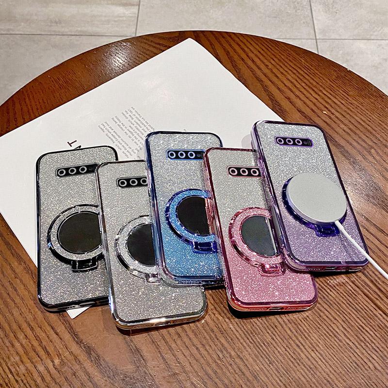 For Samsung Galaxy S8 S9 S10 Luxury Cute 3D Mirror Silicone Phone Case For S10 Plus Glitter Magnetic Stand Shockproof Back Cover
