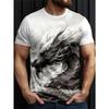 Fashion Men's Crew Neck Short Sleeve 3D Animal Color Printing Animal Short Sleeve Crew Neck T-Shirt