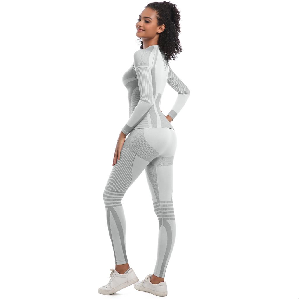 Auroth Long Sleeve Yoga Set Women Seamless Sportswear Quick Dry Shirts Running Pants Workout Clothes