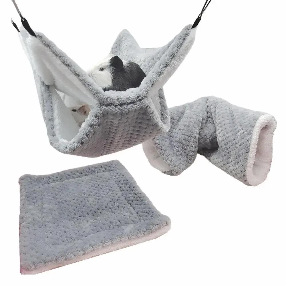 

Hamster Nest Winter Bed House Shed Hanging Hammock Cage Tunnel Plush Hideaway for Hamster Guinea Pigs Sugar Small Pe H8z6