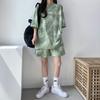 Set di pantaloncini e maglietta da donna, casual, tie-dye, larghi e larghi, con tasche, set di pantaloncini estivi morbidi da donna