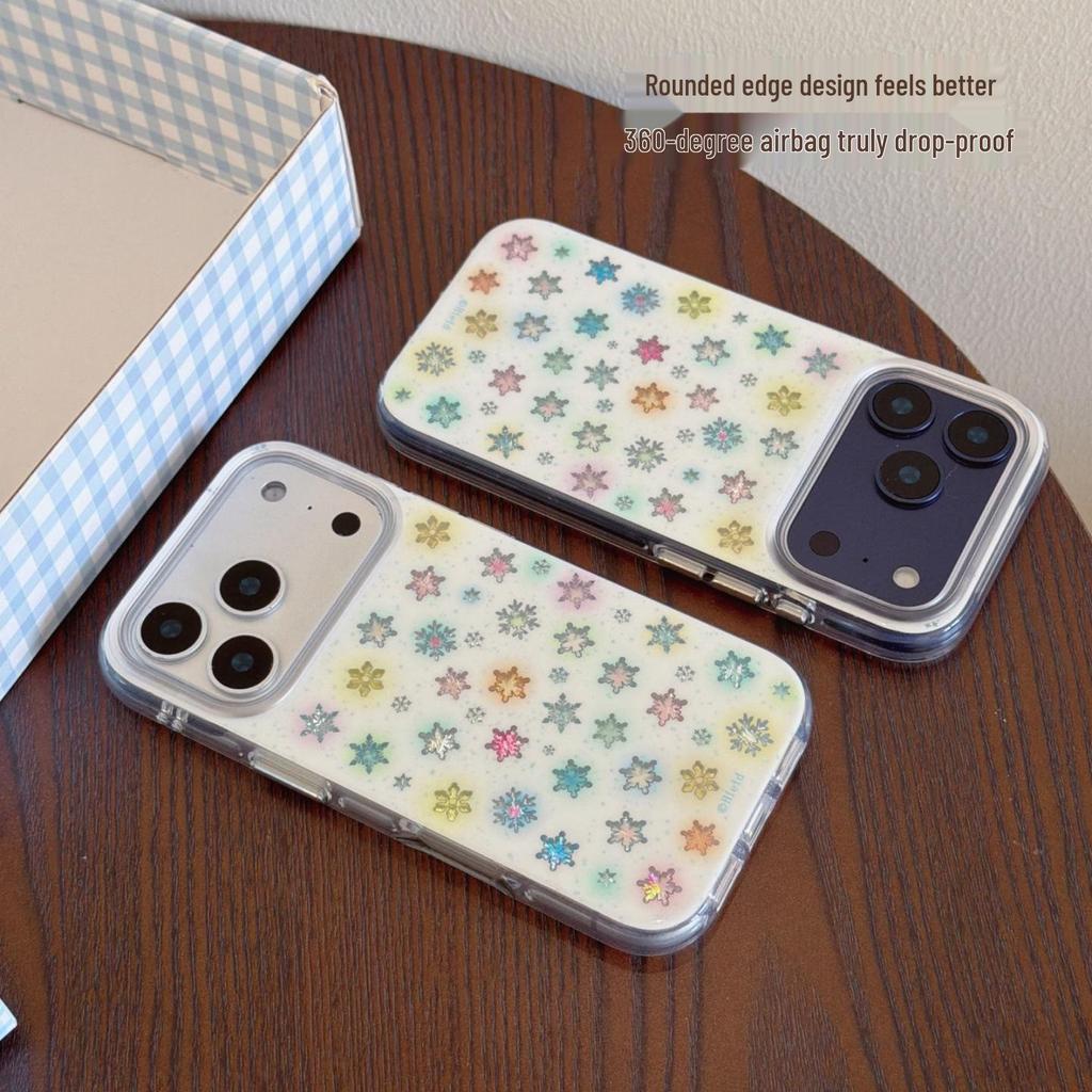 Colorful Snowflakes Full-Screen Protective Case for iPhone 13/14/15/16 Pro Max & Apple 17 Pro - Women's