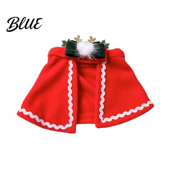 Pet Holiday Apparel Christmas Cape with Bow, Red Cloak for Small Medium Dogs & Cats, Outfit White Wavy Trim, Festive Costume Pets Cat Party Clothes