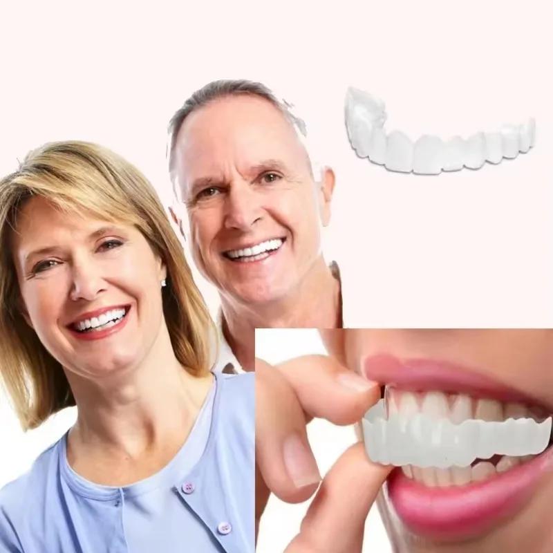 15pairs Perfect Fit Teeth Whitening Fake Tooth Cover Snap on Silicone Smile Veneers Teeth Flexibles Fake Teeth Dental Whitening