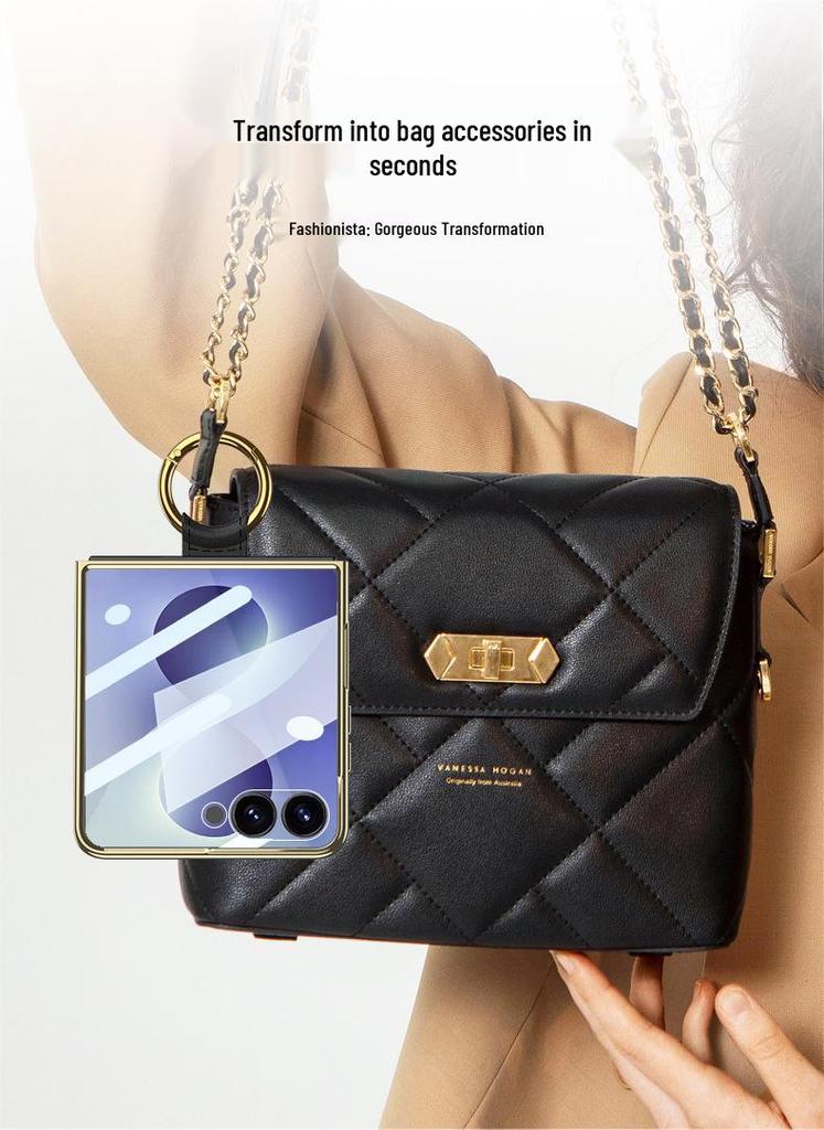 Samsung Z Flip 8 Ring Case: Creative Diamond Lattice French Style Electroplated Leather