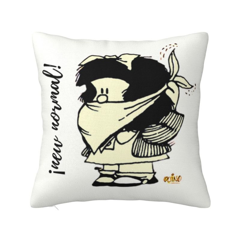 Manga Quino Mafalda Cushion Cover Kawaii Cartoon Velvet Luxury Pillows Living Room Decoration