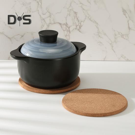 2Pcs Cork Trivet Set Heat Resistant Thick Cork Coasters for Hot Dishes Versatile Round Cork Placemats for Kitchen Table