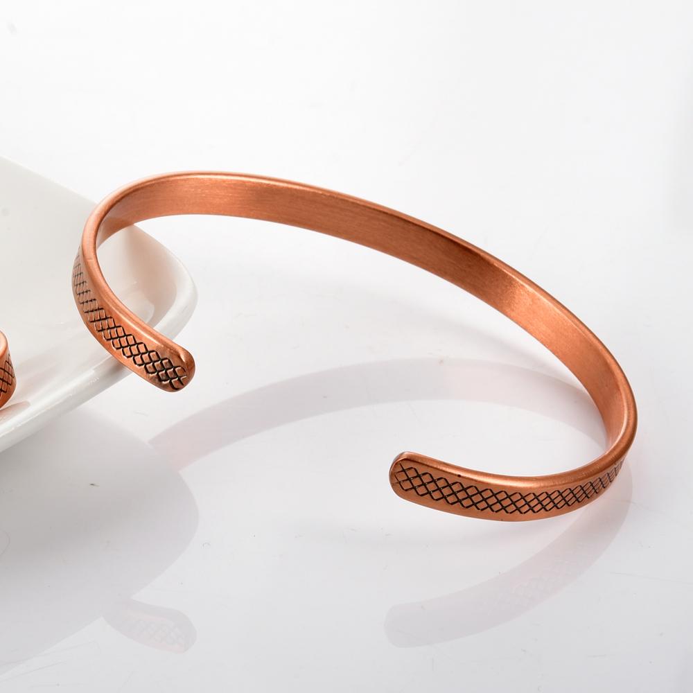 Vinterly Pure Copper Bracelets Magnetic Adjustable 6mm Wide Open Cuff High Magnet Health Energy Bangle Women Resizable Jewelry