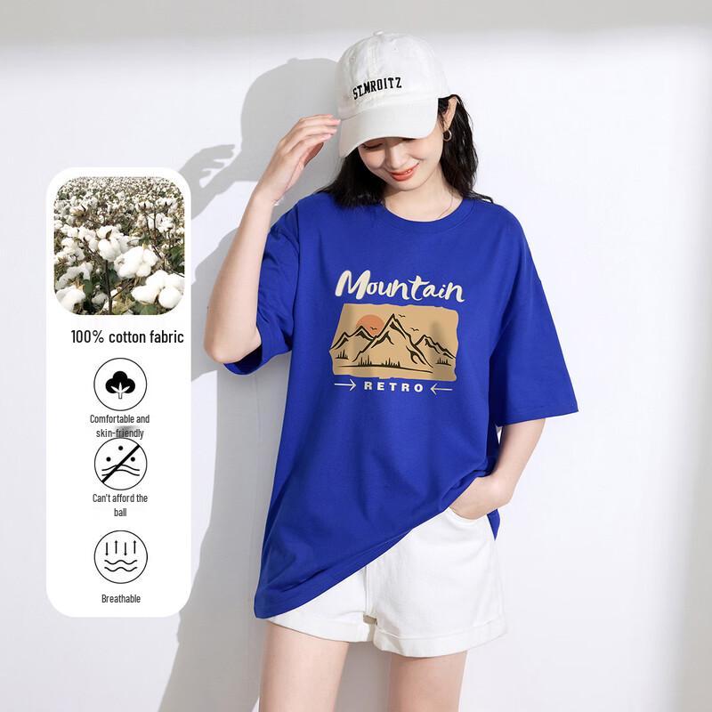 Baleno American Style Pure Cotton Printed Short-Sleeve Top 2XL