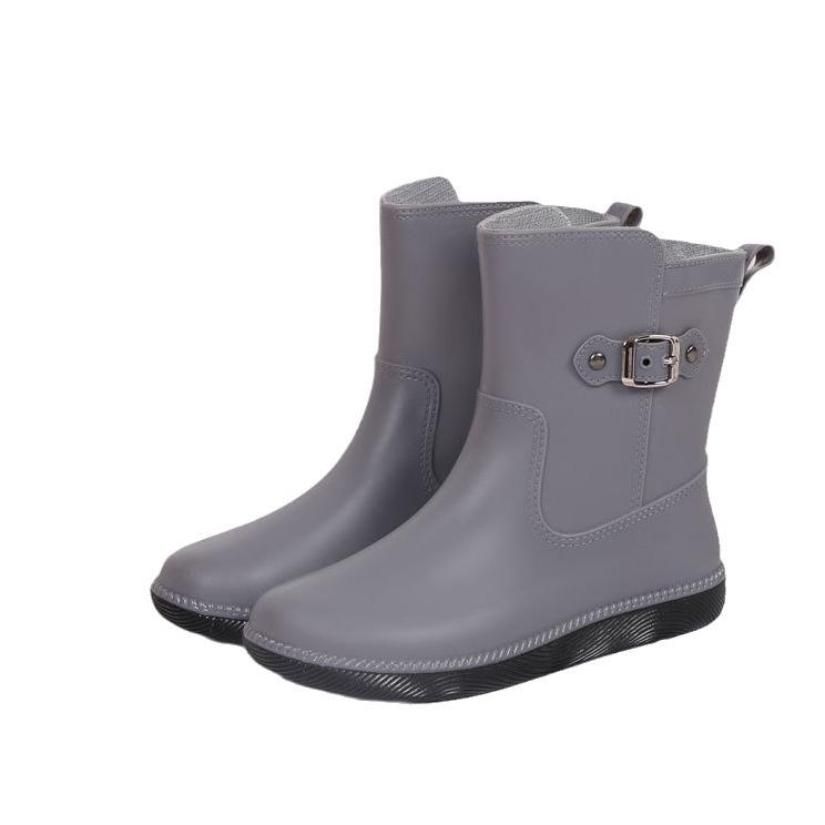 Water Shoes Medium Tube Rain Shoes Middle-aged Women Plus Lint Fashion Girls Water Glue Shoes Water Boots Rain Boots Women