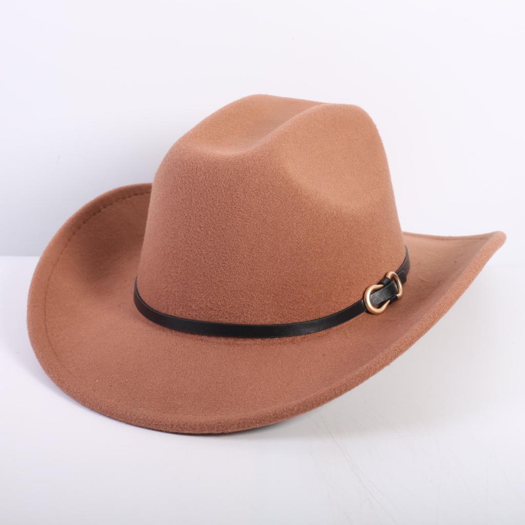 Popular European and American Fashion OL Style One-word Cowboy Hat Men's and Women's High-end Top Hat Jazz Hat Felt Hat