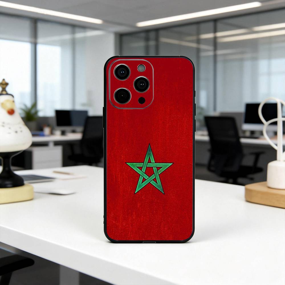 M-Morocco F-Flag ART Phone Case For iPhone 17, 16,15,14,13,12,11 Plus,Pro Max, Others Soft Black Cover