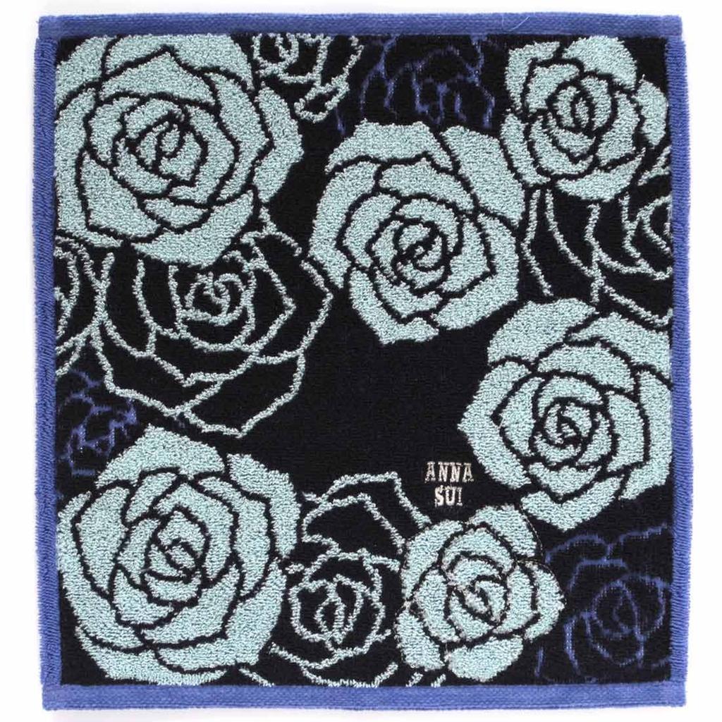 ANNA SUI Large Towel Handkerchief Rose Towel Hand Towel (28cm) (Blue) Women's 109307-0012-01