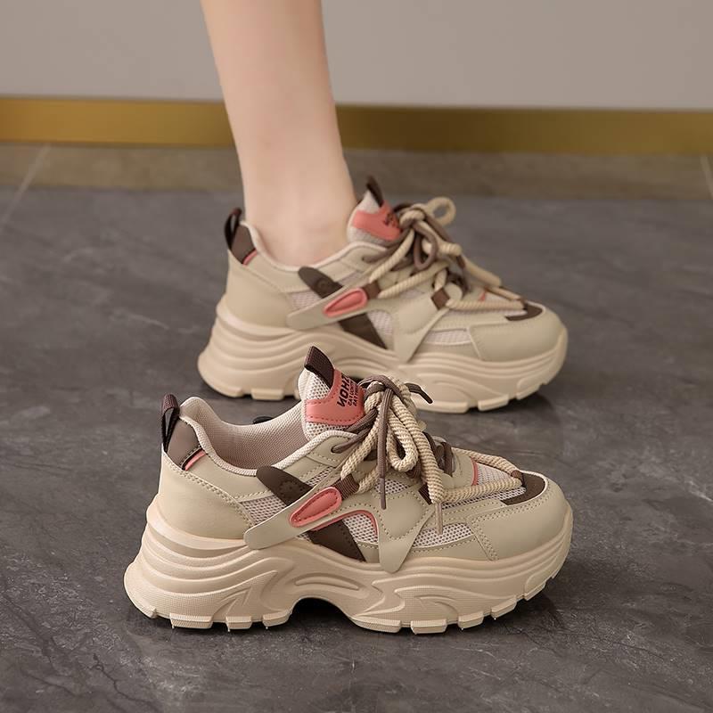 Running shoes breathable annual feet Putian new soft sole spring and summer new sports dad shoes female feeling small size fashion shoes