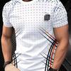 Herren Frühling, Sommer und Herbst gestreiftes Print lässiges und bequemes kurzärmeliges Rundhals-T-Shirt
