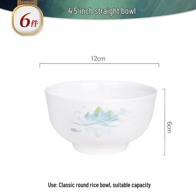 Tangshan Bone China Bowl Set: Rice, Soup, Noodle Bowls & Plates with Chopsticks - Perfect Housewarming Gift
