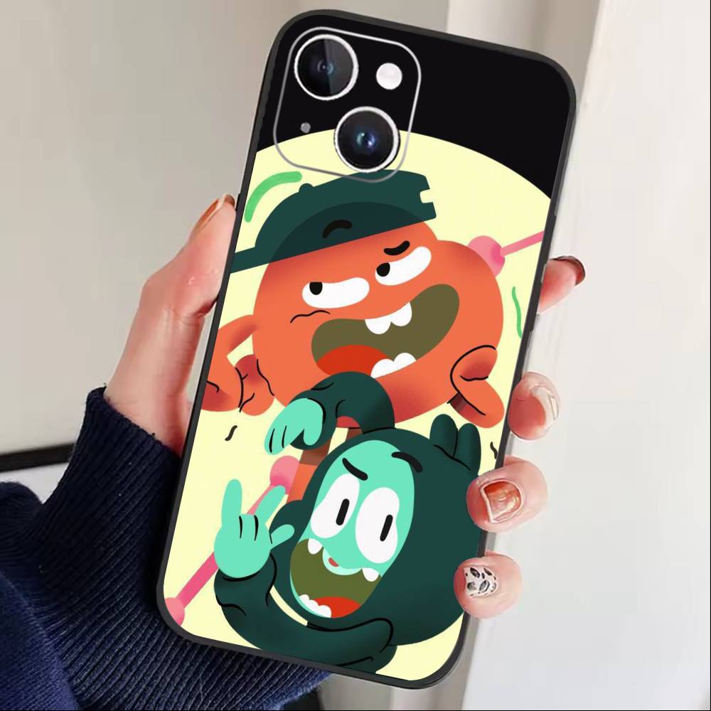 S-Gumball and Darwin Phone Case For iPhone17,16,15,14,13,12 Plus,Max Soft Silicone Black Cover