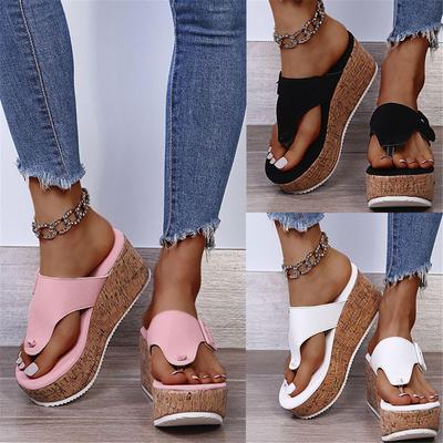 Summer Platform Slippers Women Buckle Wedges Shoes Slippers Woman Bottom Sandals Flip Flops Shoes Spring Slope Heel