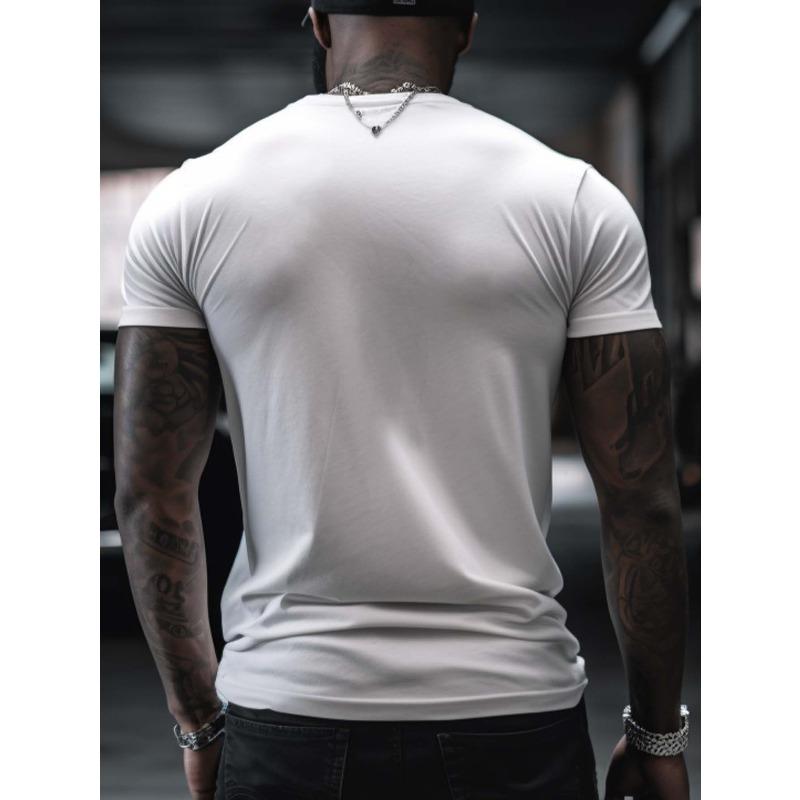 Men's Casual Kangaroo Silhouette T-Shirt -  Round Neck, Short Sleeve - Perfect for Summer & Outdoor Activities, Kangaroo Print Tee Shirt
