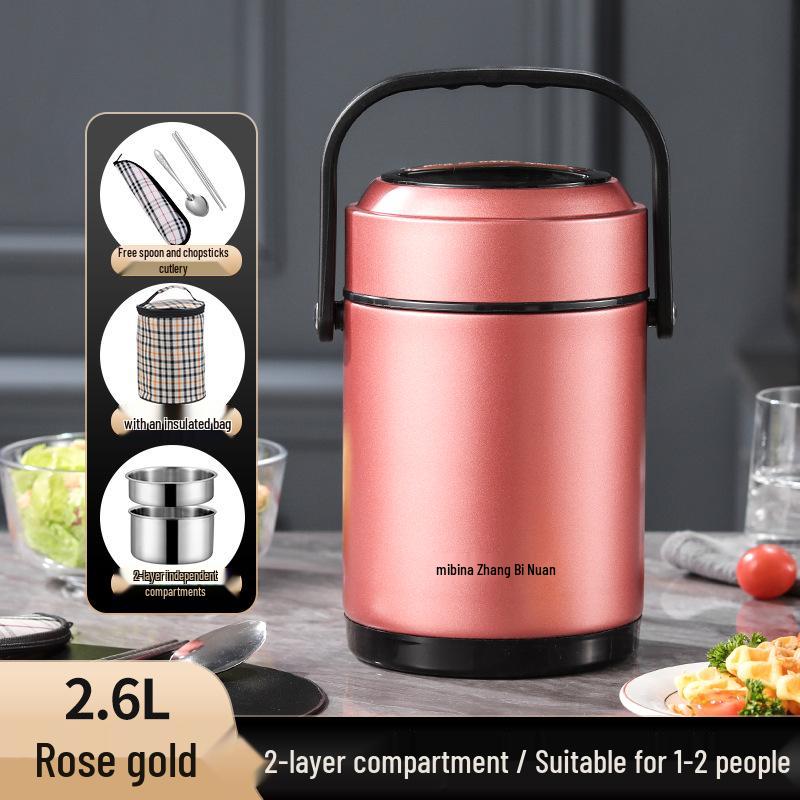 Winter Stainless Steel Insulated Multi-layer Lunch Box - Portable, Large Capacity, Keeps Food Hot for 24 Hours, Perfect for Home or Office.
