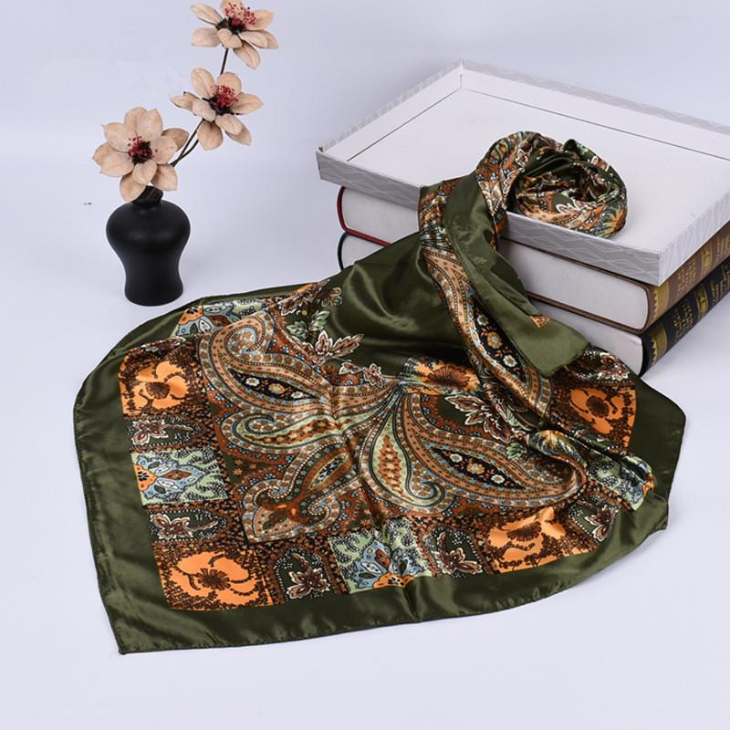 Luxury Floral Silk Square Scarf Women Soft Satin Kerchief Hairband Neckerchief Head Hijab Lady Headband Foulard Bag Ribbon