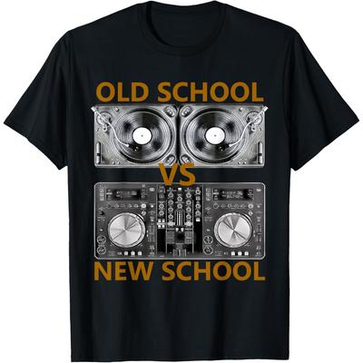 Old School VS New School DJ-вертушки Микшер Графическая футболка Повседневная футболка с коротким рукавом для мужчин
