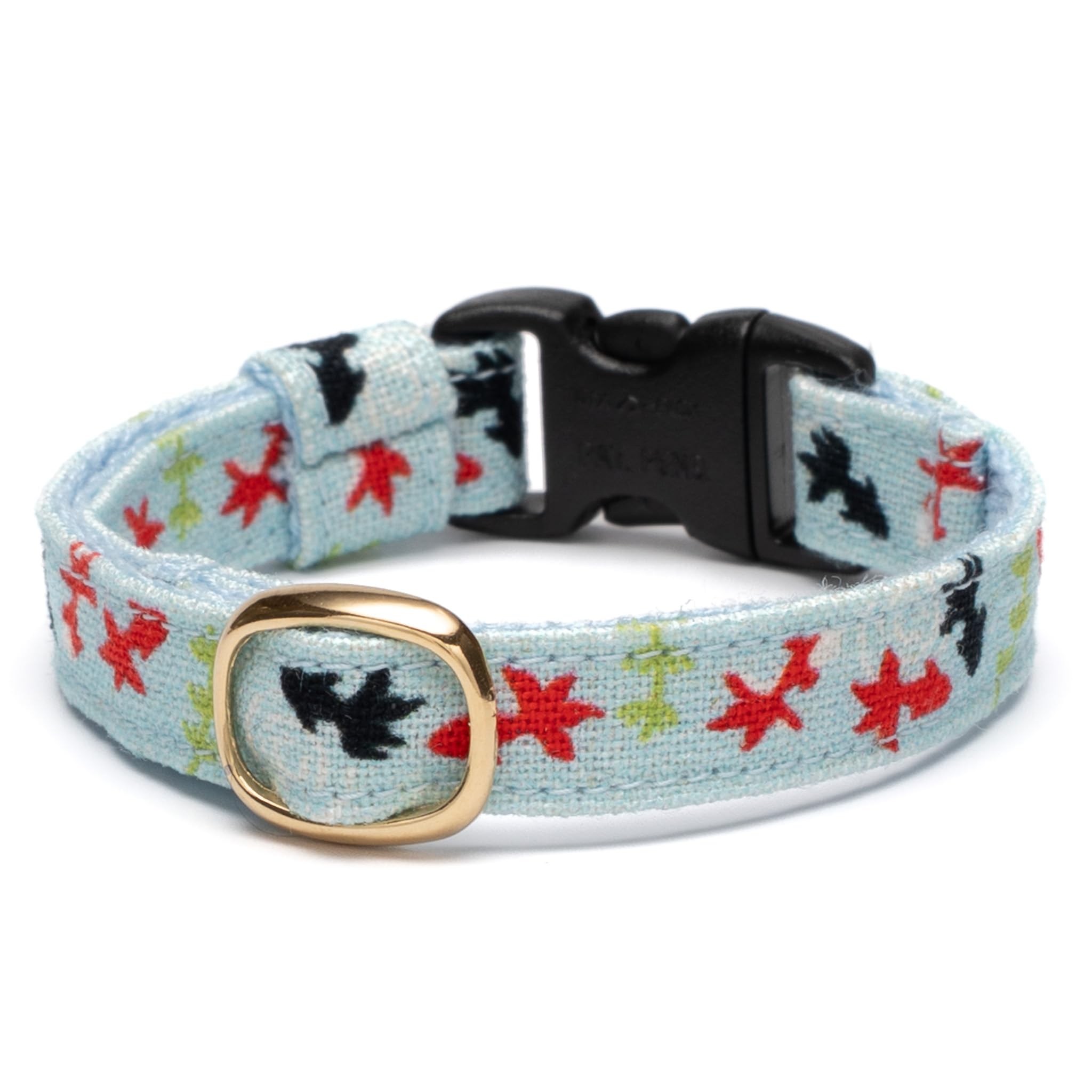 

Poponeko Графический Кот Летний Японский Безопасный Колокольчик Устойчивый к Облысению Ошейник, Узор, Пряжка, В комплекте, (Золотая рыбка, М)