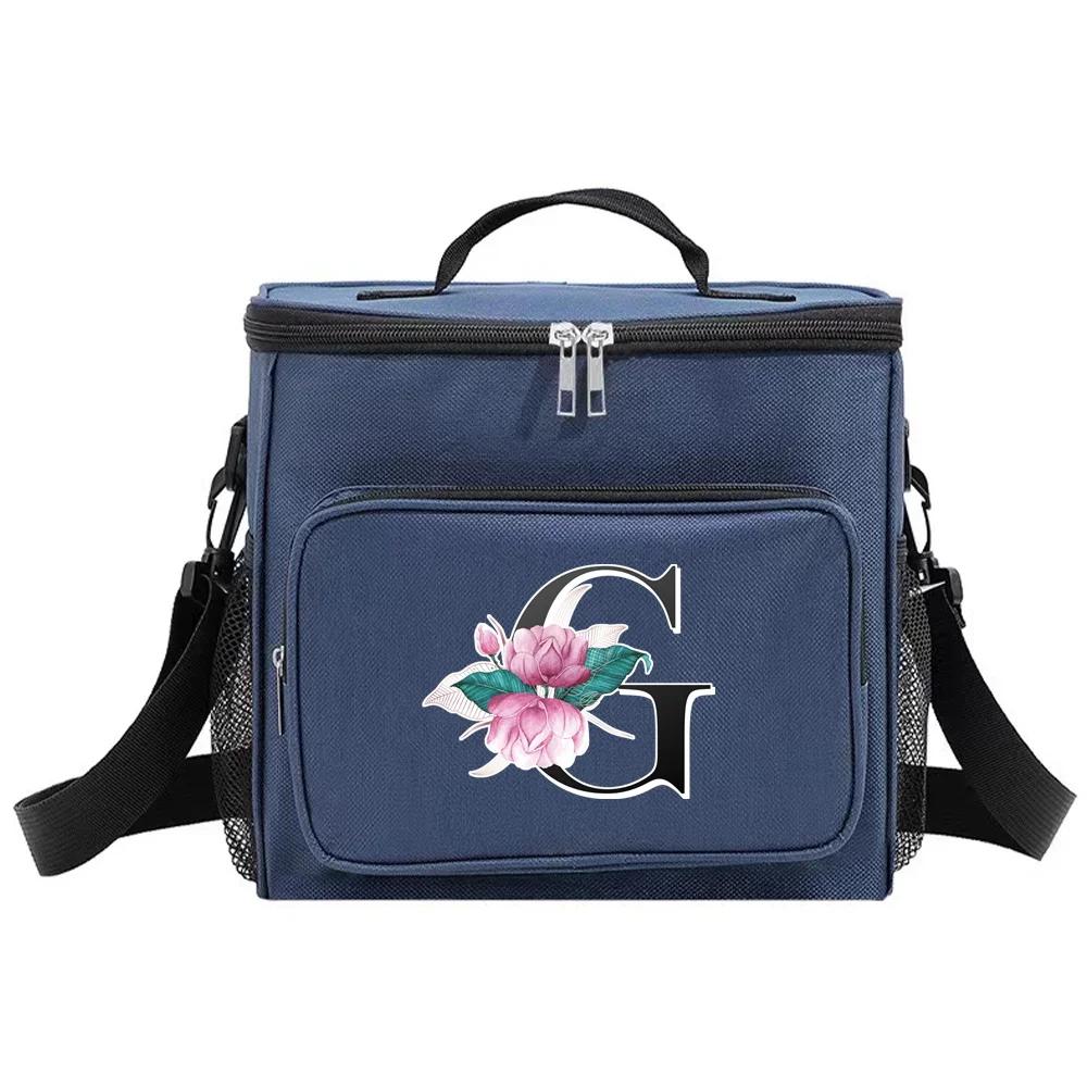 Insulated Lunch Bags Cooler Box Thermal Organizer Handbag for Student Waterproof Camping Storage Boxes Whitemarble Pattern