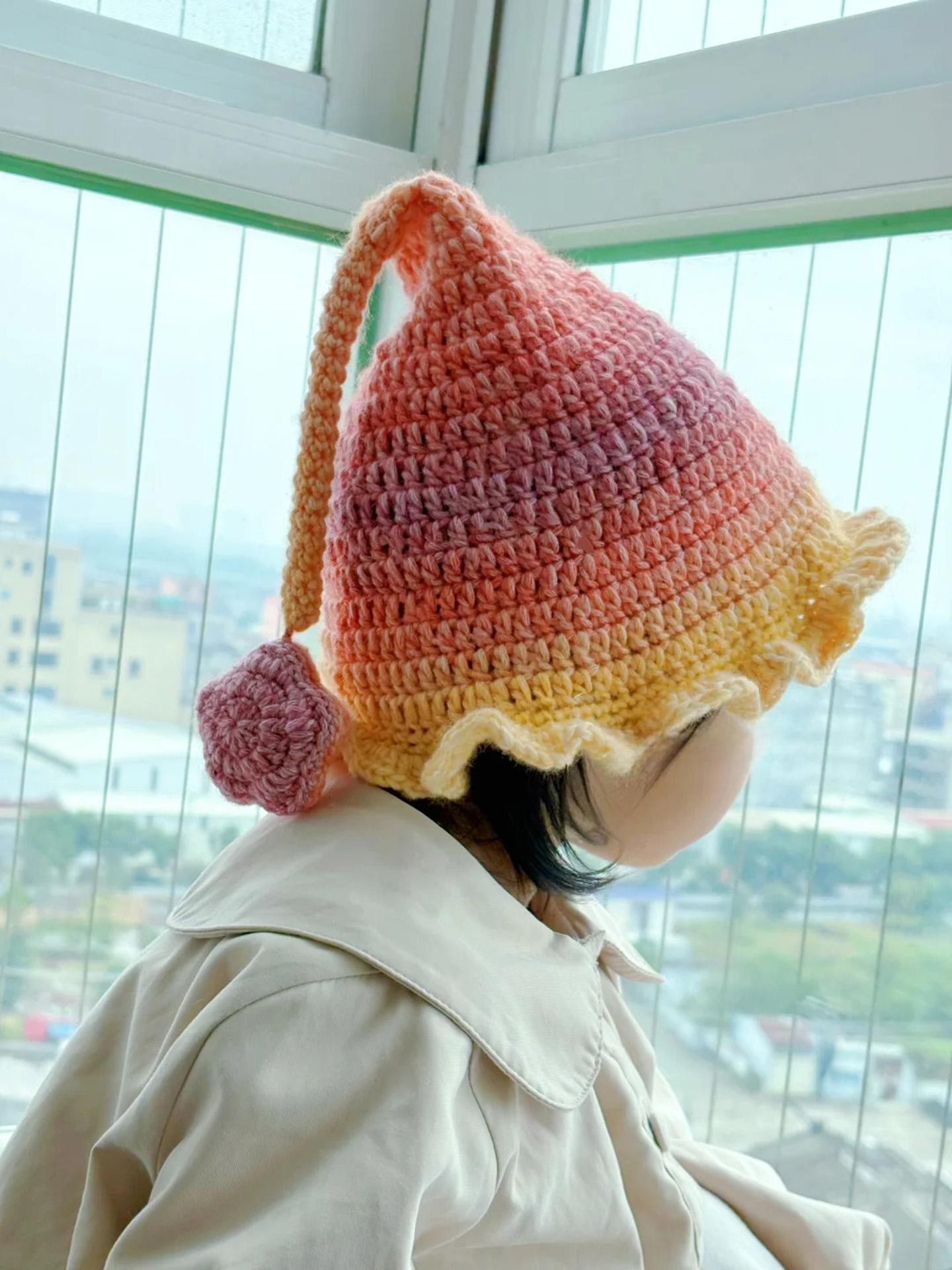 

Handmade DIY Elf Hat Material Kit Yarn Crochet Needlework Fairy Cloud Baby Girl Hat Gift Snowfairy Brand Knitting Fabric