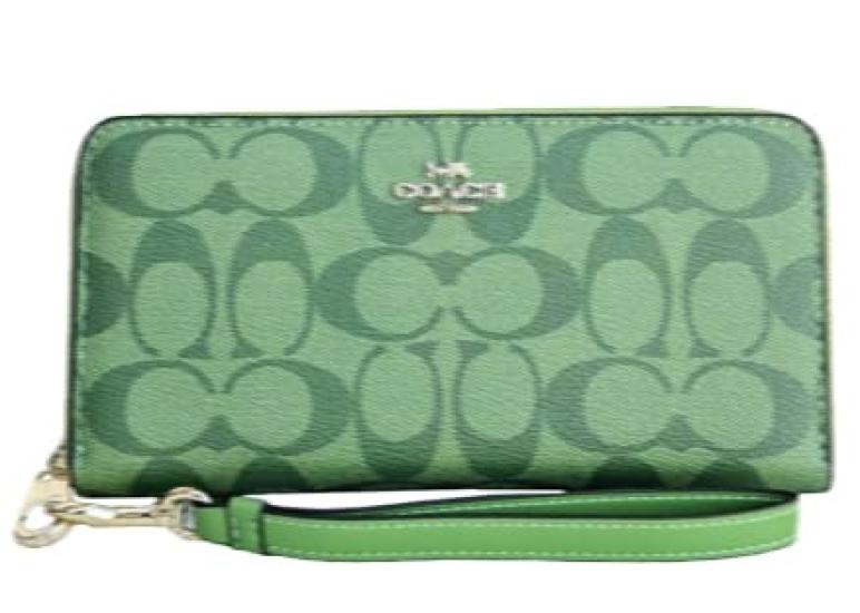 

CocoLeza Luxury Signature Long Wallet with Round Zipper and Strap Outlet Item Women s Zip-Around (Green) - зелений