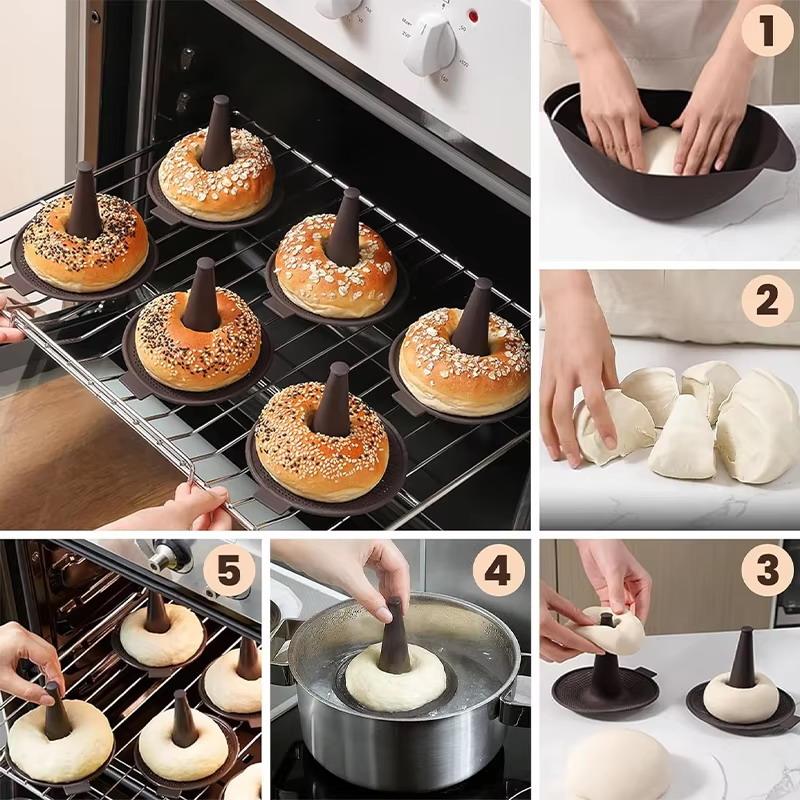 1/4 Pcs Silicone Baking Mold Set Donuts Mold Cake Mousse Pudding Mold Non-Stick Dishwasher Safe Bread Making Tool