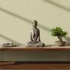 2 Pieces Meditative Buddha Figurine Retro Finish Statue for Desk, Living Room Style 1 Rust