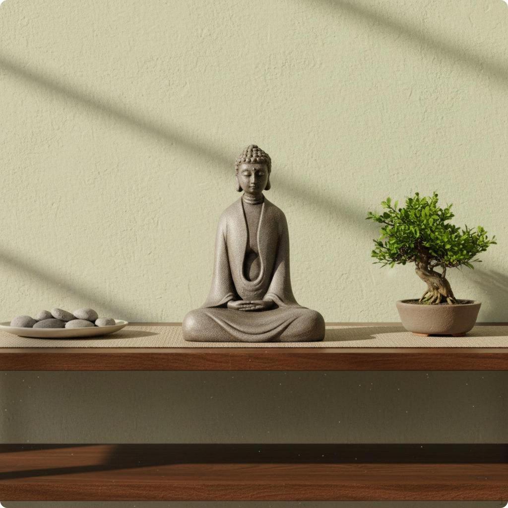 2 Pieces Meditative Buddha Figurine Retro Finish Statue for Desk, Living Room Style 1 Rust