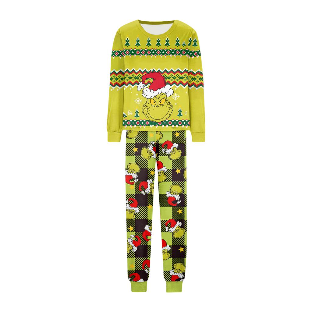 Print Cute Family Set Pajamas, Home Clothes, Family Set Long Sleeve Top Pants Set