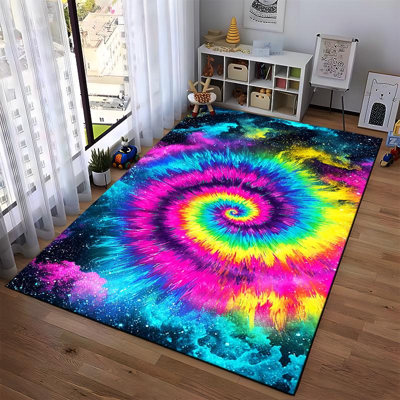 Colorful Galaxy Spiral Tie-Dye Carpet for Living Room Decoration Suitable for Use As an Anti-slip for Living Room Bedroom Sofas