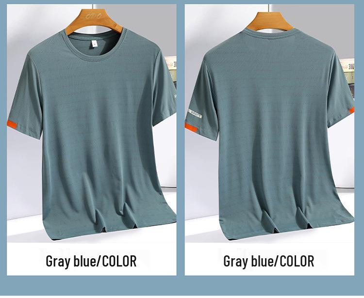 Ice Silk Men's Quick-Dry Short Sleeve T-Shirt, High Elastic, Breathable, Summer 2023 Casual Loose Fit Sports Top
