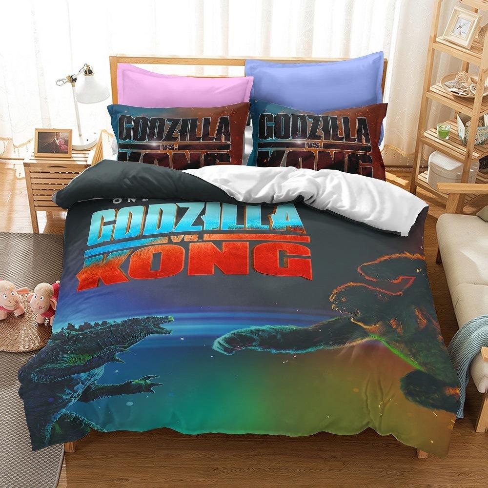 3D Printen Monsters G-Godzillas Beddengoed SetVS KingKongs Dekbedovertrek Set met Kussensloop 2/3 delig Dekbedovertrekken Twin Queen Enkel